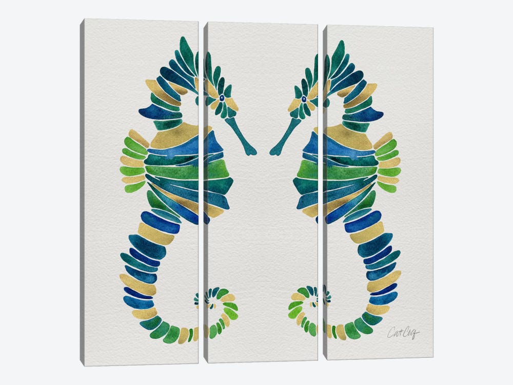 Seahorse Duo I by Cat Coquillette 3-piece Canvas Art Print
