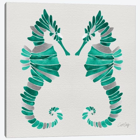 Seahorse Duo II Canvas Print #CCE252} by Cat Coquillette Canvas Wall Art