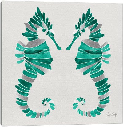 Seahorse Duo II Canvas Art Print - Seahorse Art