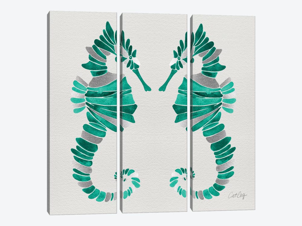 Seahorse Duo II by Cat Coquillette 3-piece Canvas Artwork