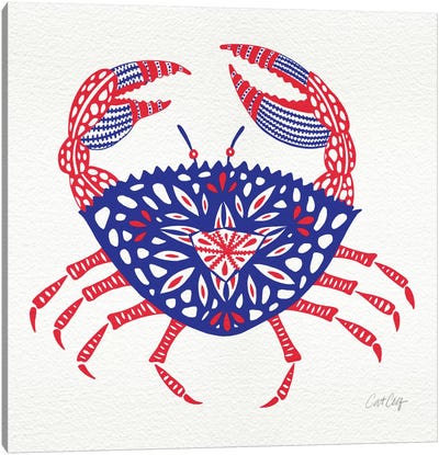America Crab Canvas Art Print - Minimalist Kitchen Art