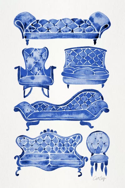 Charming Blue: Victorian Lounge I by Cat Coquillette