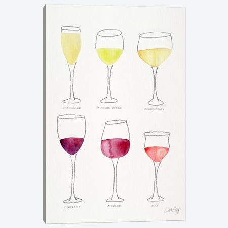 Wine Glasses Canvas Print #CCE285} by Cat Coquillette Canvas Artwork