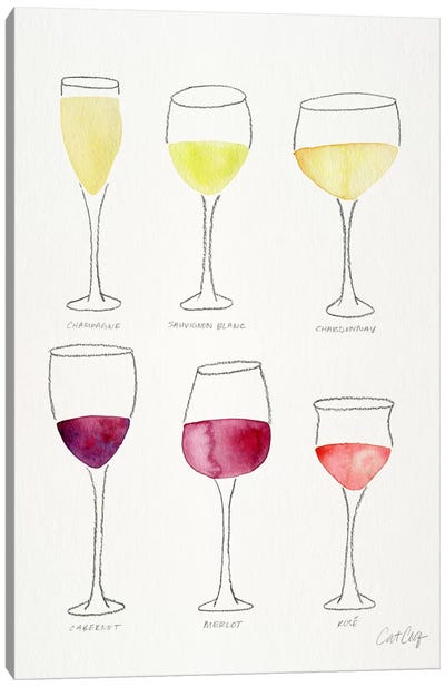 Wine Glasses Canvas Art Print - Cat Coquillette