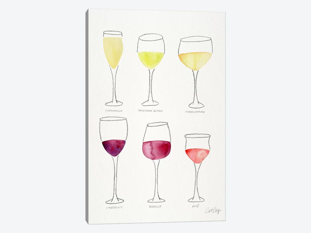 Wine Glasses by Cat Coquillette 1-piece Canvas Art