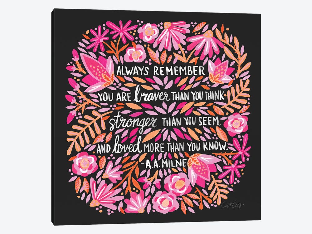 Always Remember, Pink & Charcoal by Cat Coquillette 1-piece Canvas Art
