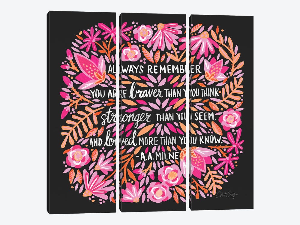Always Remember, Pink & Charcoal by Cat Coquillette 3-piece Canvas Artwork