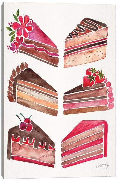 Cake Slices, Original Canvas Art Print - Food & Drink Art