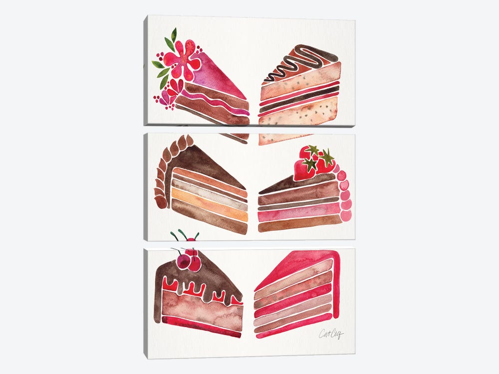 Cake Slices, Original by Cat Coquillette 3-piece Art Print