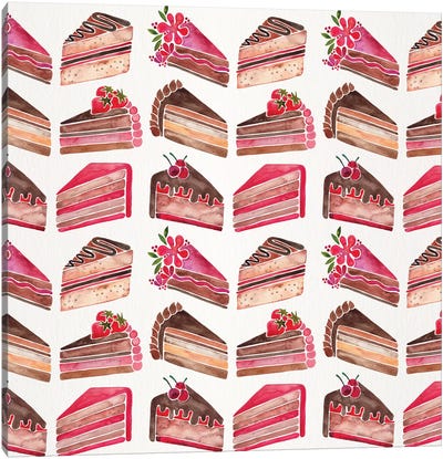 Cake Slices, Original Pattern Canvas Art Print - Coffee Shop & Cafe