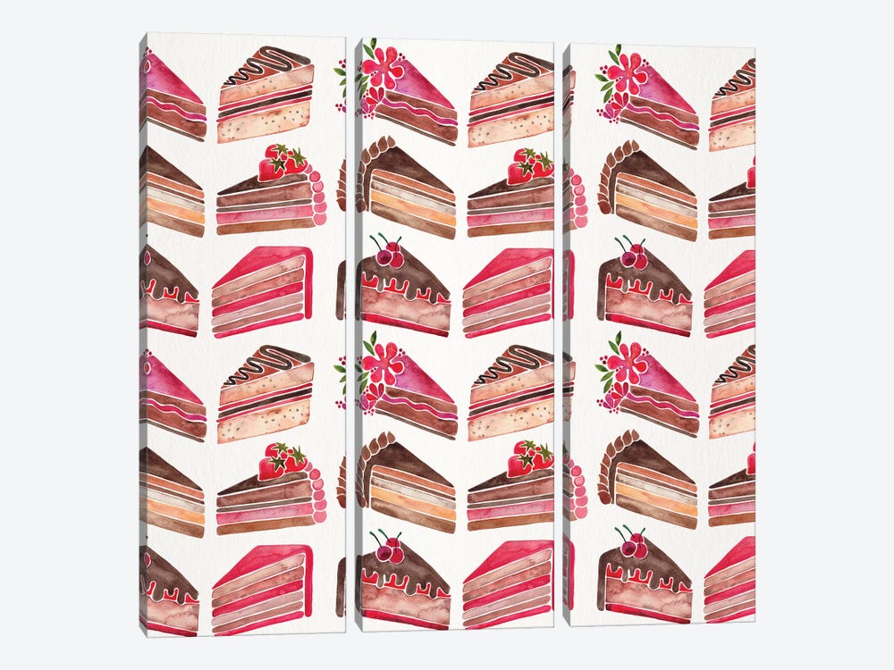 Cake Slices, Original Pattern by Cat Coquillette 3-piece Canvas Wall Art