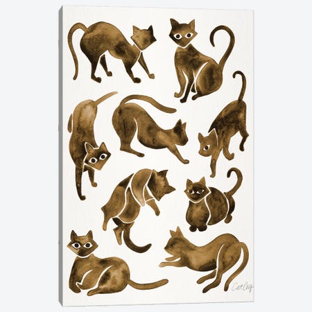 Cat Positions, Sepia Canvas Print #CCE291} by Cat Coquillette Canvas Art