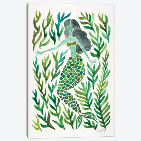 Kelp Forest Mermaid, Green Canvas Print #CCE294} by Cat Coquillette Canvas Art Print