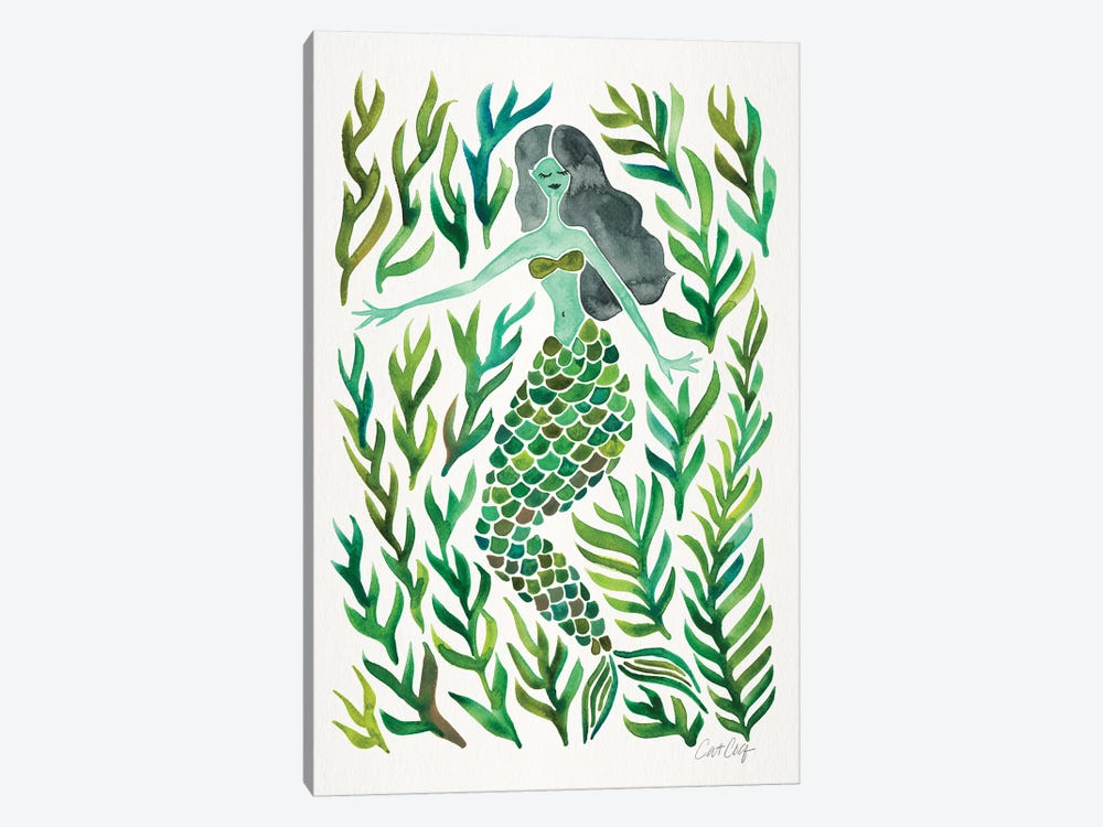 Kelp Forest Mermaid, Green by Cat Coquillette 1-piece Canvas Wall Art