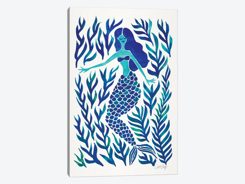Kelp Forest Mermaid, Navy by Cat Coquillette 1-piece Art Print