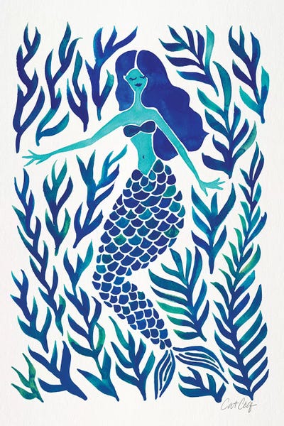 Cat Coquillette: Kelp Forest Mermaid, Navy by Cat Coquillette