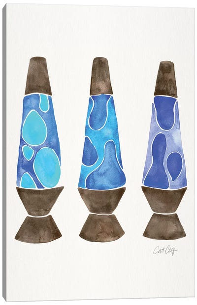 Lava Lamps, Blue Canvas Art Print - Seventies Nostalgia Art