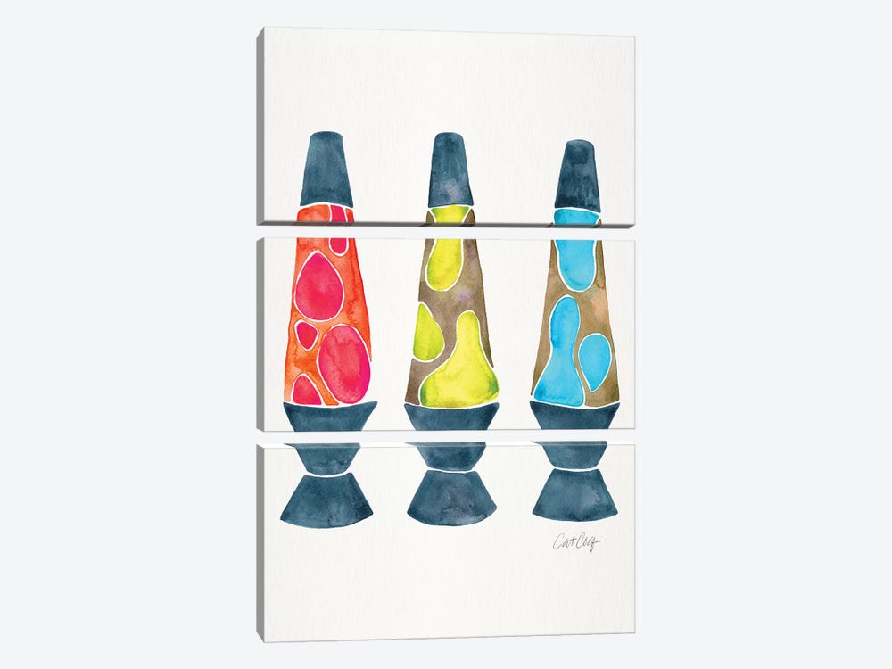 Lava Lamps, Primary by Cat Coquillette 3-piece Canvas Print