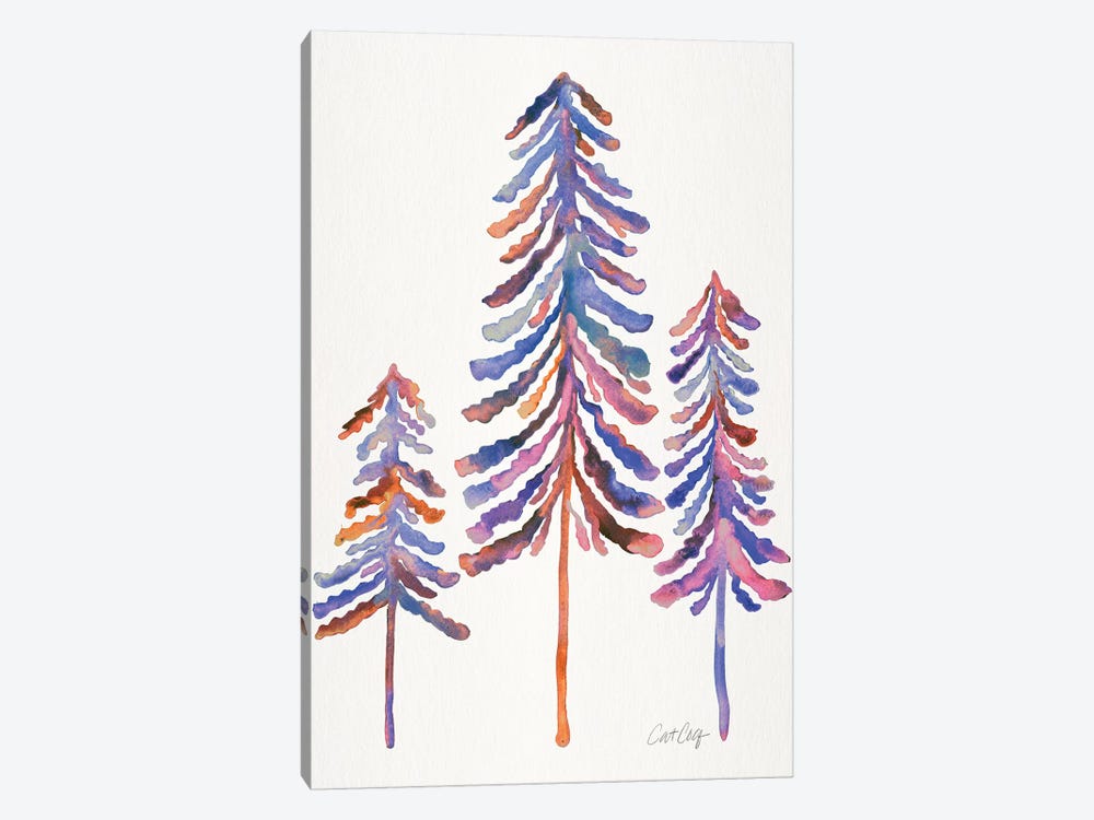 Pine Trees, 90s Palette by Cat Coquillette 1-piece Canvas Wall Art