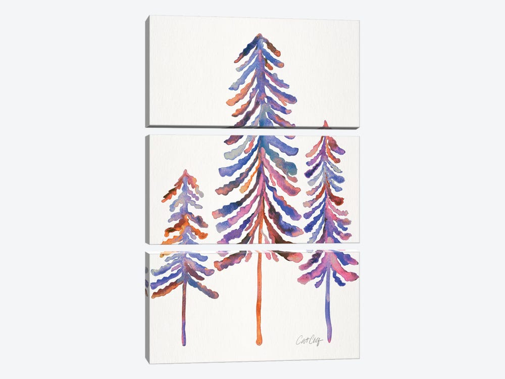 Pine Trees, 90s Palette by Cat Coquillette 3-piece Canvas Art