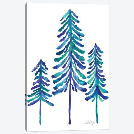 Pine Trees, Blue Canvas Print #CCE299} by Cat Coquillette Canvas Wall Art