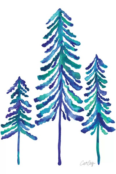 Evergreen Trees: Pine Trees, Blue by Cat Coquillette