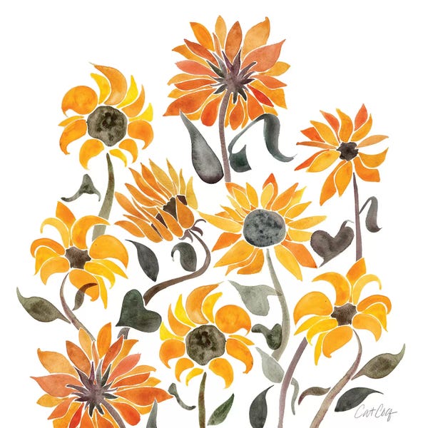 Sunflowers: Sunflower Watercolor, Yellow by Cat Coquillette