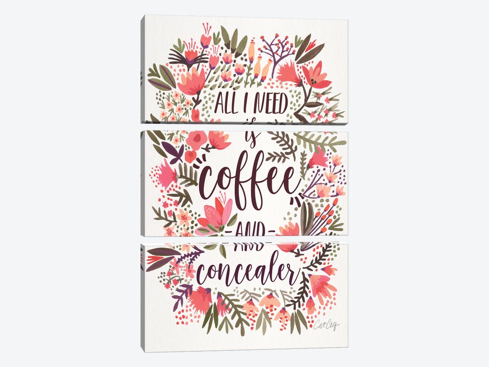Coffee & Concealer III by Cat Coquillette 3-piece Canvas Print