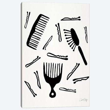 Good Hair Day, Black Canvas Print #CCE308} by Cat Coquillette Canvas Wall Art