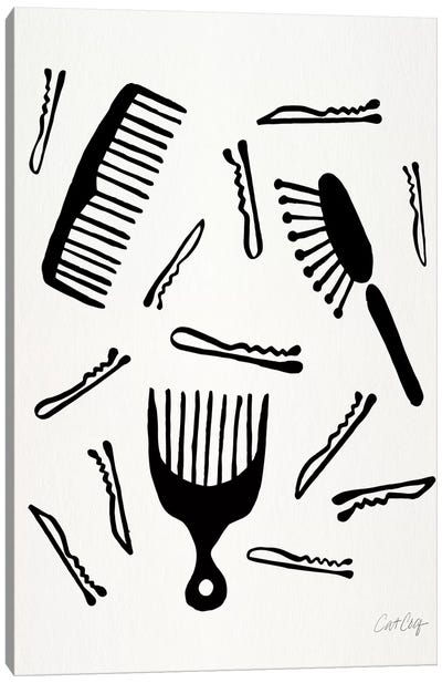 Good Hair Day, Black Canvas Art Print - Cat Coquillette