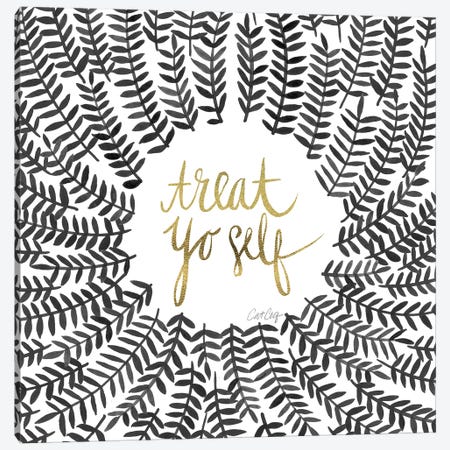 Treat Yo Self, Black Canvas Print #CCE310} by Cat Coquillette Canvas Print