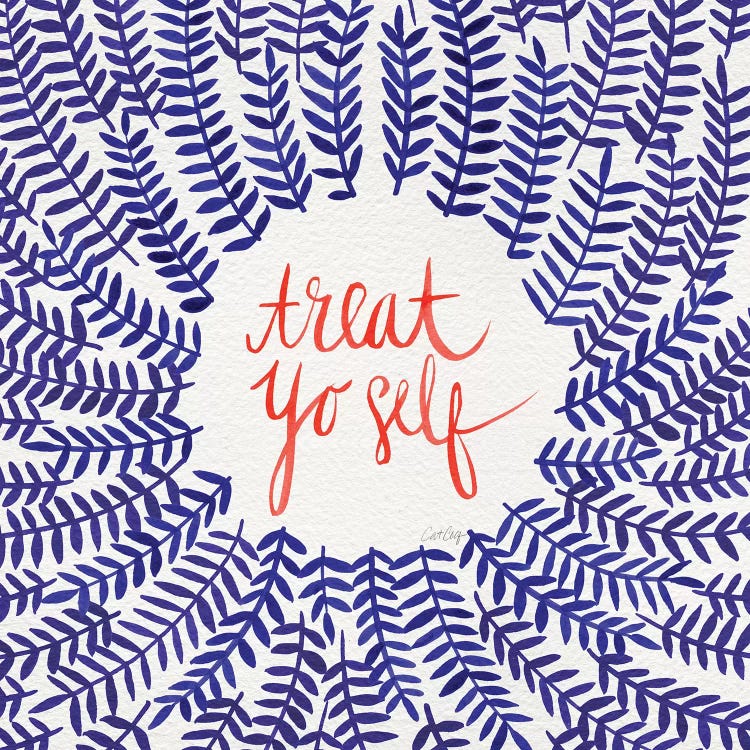 Treat Yo Self, Coral & Navy by Cat Coquillette wall art