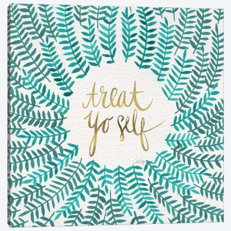 Treat Yo Self, Mint Canvas Print #CCE314} by Cat Coquillette Canvas Wall Art