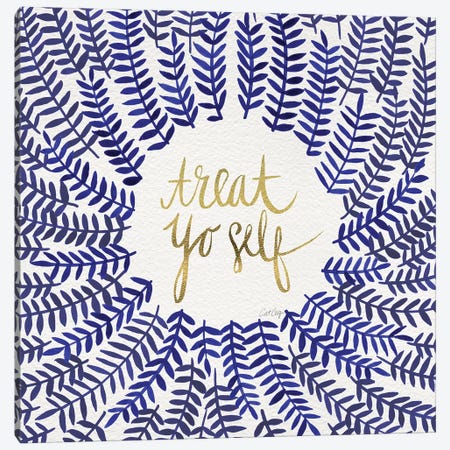 Treat Yo Self, Navy Canvas Print #CCE315} by Cat Coquillette Canvas Artwork