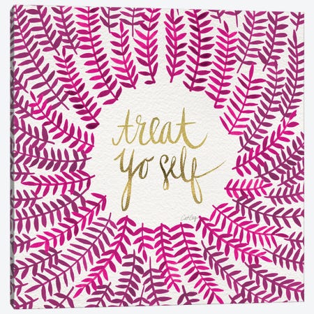 Treat Yo Self, Pink Canvas Print #CCE316} by Cat Coquillette Canvas Wall Art