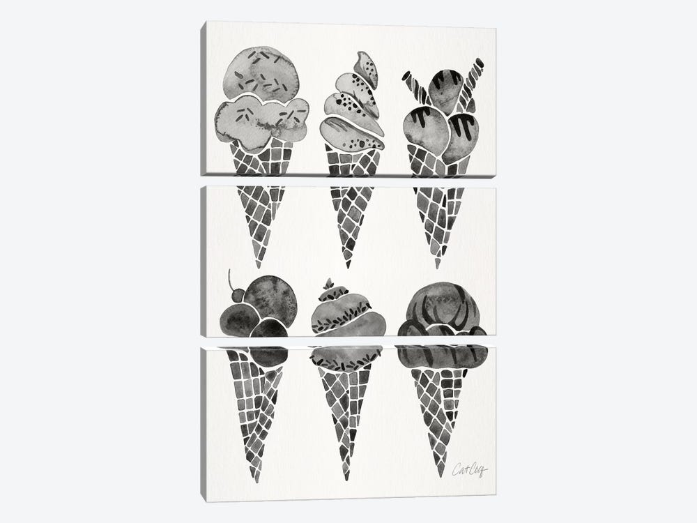 Black Ice Cream Cones by Cat Coquillette 3-piece Canvas Art