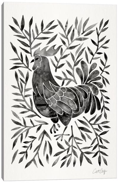 Black Rooster Canvas Art Print - Cat Coquillette