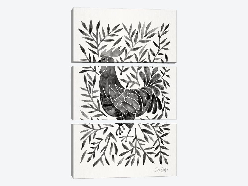 Black Rooster by Cat Coquillette 3-piece Canvas Print