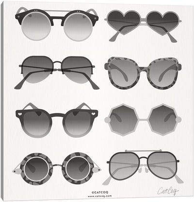 Black Sunglasses Canvas Art Print - Cat Coquillette
