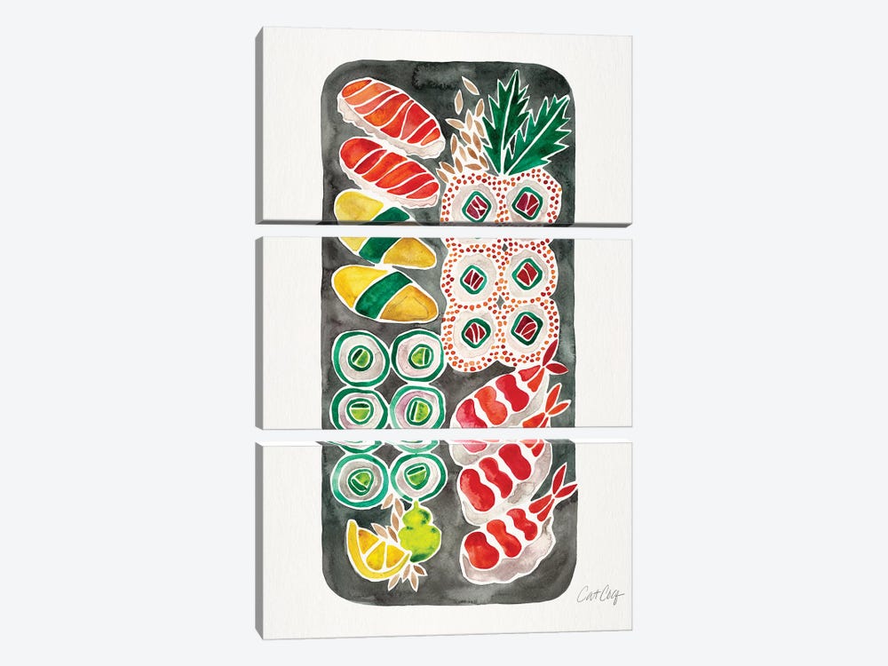 Black Sushi by Cat Coquillette 3-piece Canvas Print