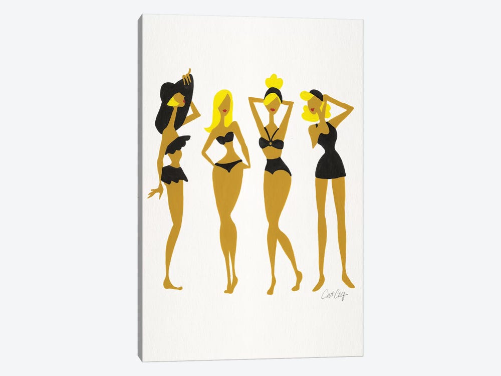 Blondes In Black Beach Bombshells by Cat Coquillette 1-piece Canvas Wall Art