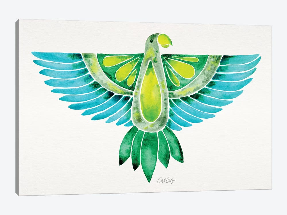 Blue & Green Parrot by Cat Coquillette 1-piece Art Print