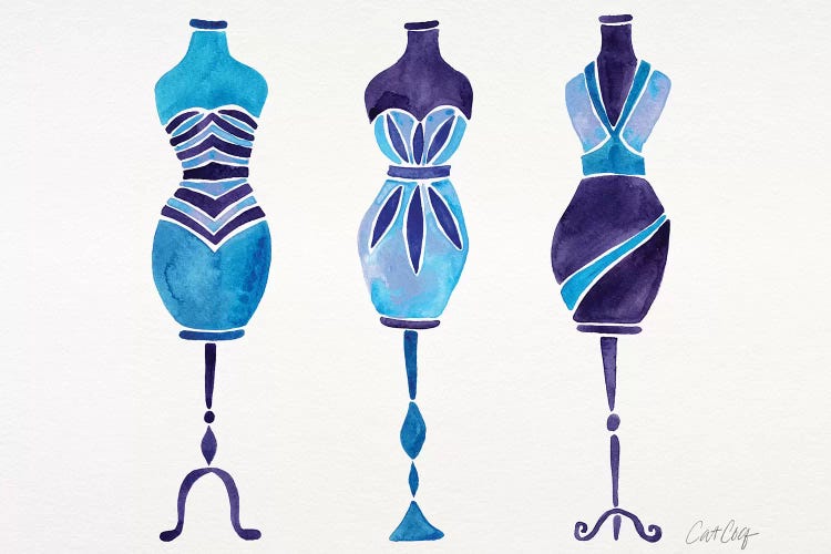 Blue 3 Dresses by Cat Coquillette wall art