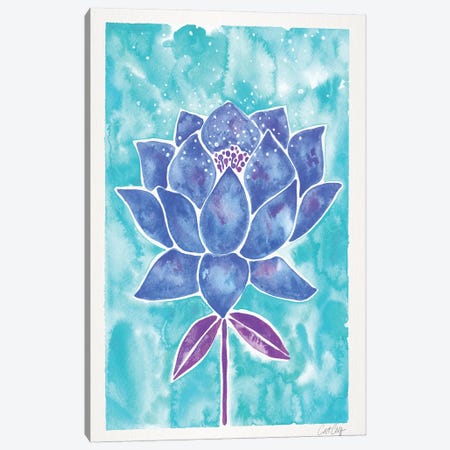 Blue Background Lotus Blossom Canvas Print #CCE338} by Cat Coquillette Canvas Print