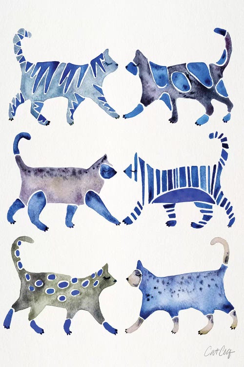 Blue Cat Collection by Cat Coquillette wall art