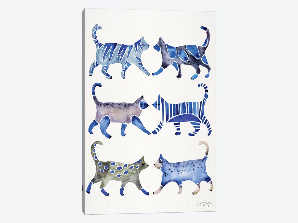Blue Cat Collection by Cat Coquillette 1-piece Canvas Art