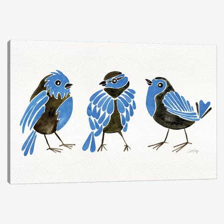 Blue Finches Canvas Print #CCE341} by Cat Coquillette Canvas Artwork