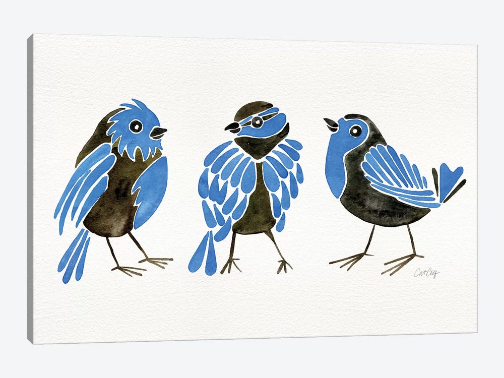 Blue Finches by Cat Coquillette 1-piece Canvas Print