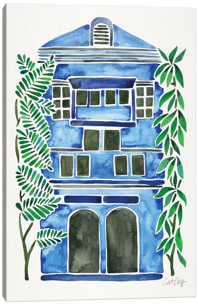Blue House Canvas Art Print - Cat Coquillette