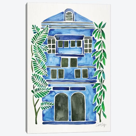 Blue House Canvas Print #CCE343} by Cat Coquillette Canvas Artwork